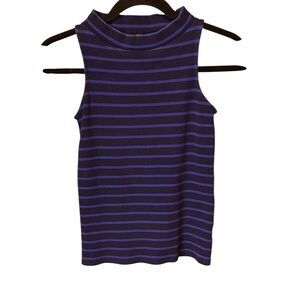 Anthropologie Navy and Purple Striped Tank Top Size XS